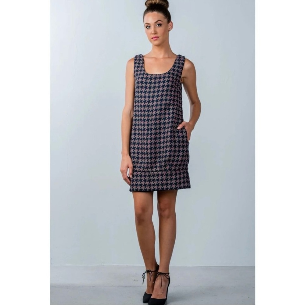 Beulah Multi Colored Sleeveless Houndstooth Tweed… - image 1